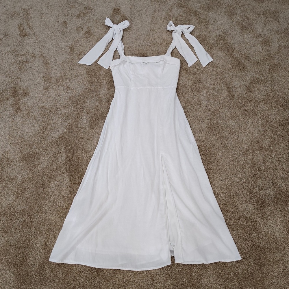 TRIXXI WHITE STRAPPY TIE MIDI DRESS WOMENS SMALL BEACH WEDDING RESORTWEAR